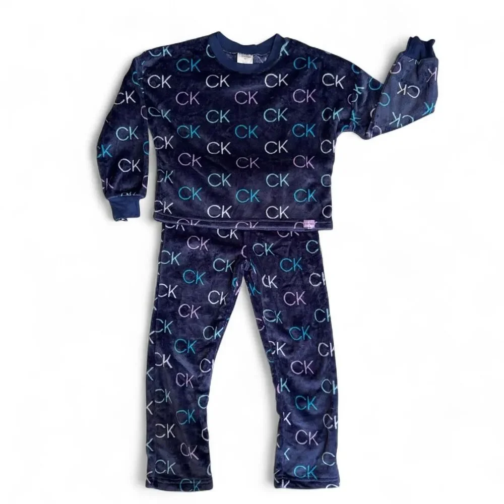 Calvin Klein Kids Plush Fleece 2-Piece Pajama Set Size M 7-8